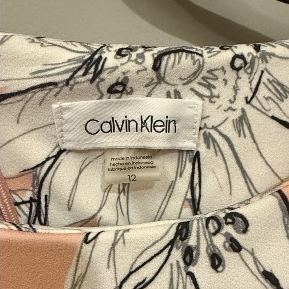 Calvin Klein Peach Floral Midi Dress - Picture 2 of 4